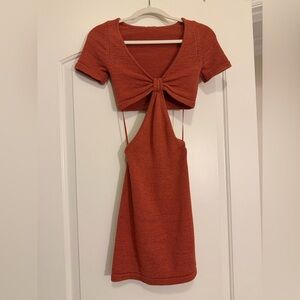 cult gaia Rust Orange Cutout Knit Dress